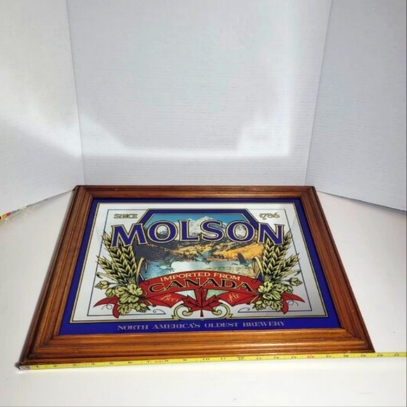 Vintage Molson Beer Framed Mirror Canada Ale North Americas Oldest Brewery - Picture 6 of 8